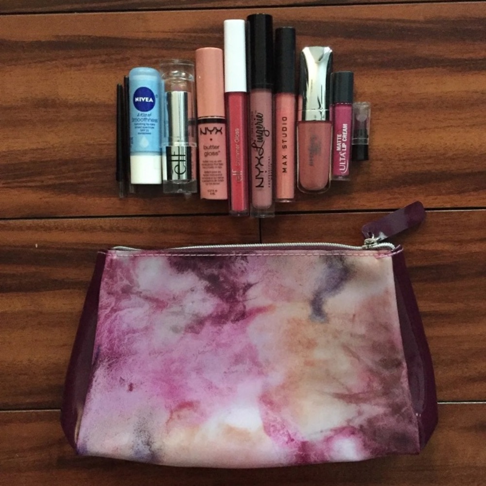 12pc lip products bundle with makeup bag